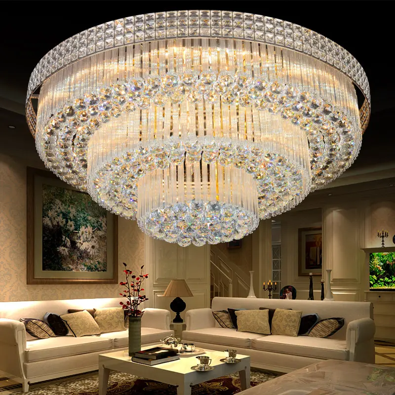 Wholesale modern chandeliers ceiling Multiple sizes Hotel Lobby K9 crystal LED ceiling lamp luxury