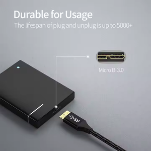 Câble <span class=keywords><strong>USB</strong></span> 3.0 a vers Micro B, 3A, charge rapide, <span class=keywords><strong>cordon</strong></span> pour <span class=keywords><strong>disque</strong></span> <span class=keywords><strong>dur</strong></span> <span class=keywords><strong>externe</strong></span>, 0.5M - Product Image 4