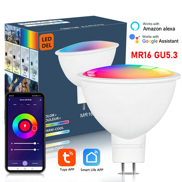 Tuya Smart LED Spotlight Bulb APP Control Work With Alexa Google Home RGBCW Color Change WIFI GU5.3/MR16 DC12V LED Lamp Bulbs
