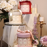 Boîte Cadeau Ronde Vintage de Luxe avec Ruban et Logo Personnalisé pour Bonbons de Mariage et Emballage de Faveurs Nuptiales