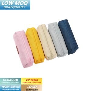 حقيبة أقلام قماشية كبيرة السعة قابلة للتخصيص، حافظة مستطيلة بسيطة بسحاب للطلاب، حقيبة أقلام من البوليستر مع إمكانية وضع شعار - Product Image 1