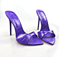 Mules à talons très hauts et bout pointu pour femmes, motif croco, couleur et étiquette personnalisables – Grande Vente