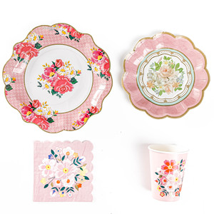 ชุดอุปกรณ์จัดงานเลี้ยงธีมดอกไม้ DAMAI สำหรับงานแต่งงาน วันเกิด วันวาเลนไทน์ งานเลี้ยงน้ำชา จานกระดาษ แก้วกระดาษ ผ้าเช็ดปากแบบใช้แล้วทิ้ง อุปกรณ์บนโต๊ะอาหารสำหรับงานปาร์ตี้ - Product Image 4