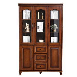 Armario de tres puertas de cristal color castaño para dormitorio o sala de estar, estilo antiguo, de pie, para almacenamiento. - Product Image 5