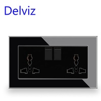 Prise électrique à panneau en verre Delviz, sans logo, AC 110~250V, prise murale double 13A UK, contrôle par interrupteur, prise universelle