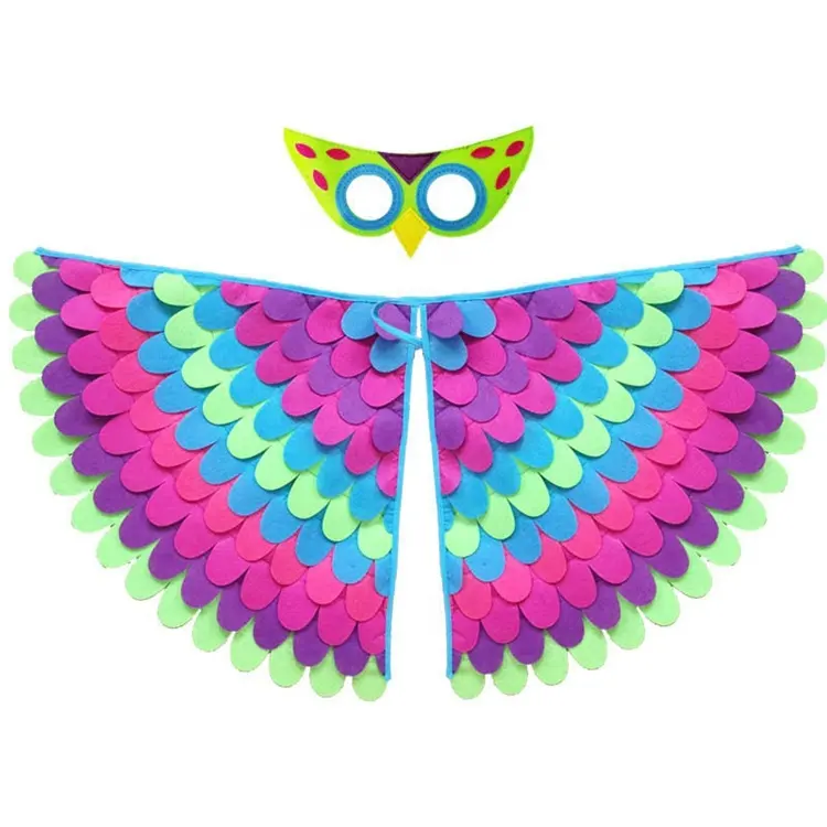 New Hot Com Face Mask Para Animal Traje Bird Wings Design Cosplay Party Favors Feltro Crianças Borboleta Asas Traje para Crianças