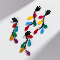 Boucles d'oreilles pendantes tendance en acrylique pour femme, motif lumières de Noël punk colorées, style exagéré, vente en gros FS
