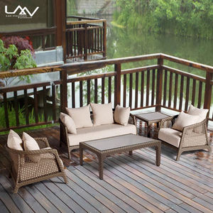 Nuevo diseño moderno al aire libre Villa Patio jardín sofá individual silla PE ratán marco de aluminio impermeable tela sofá conjunto Hotel <span class=keywords><strong>Balcon</strong></span> - Product Image 2