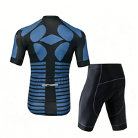 Conjunto de Jersey de Ciclismo Personalizado al por Mayor, Talla Grande, Unisex, Azul y Negro, Manga Corta, Transpirable, de Spandex y Poliéster, para Adultos