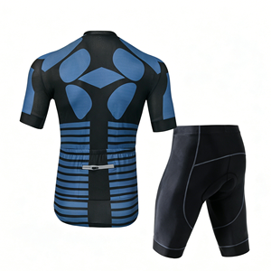 Ensemble de maillots de cyclisme pour hommes en gros, bleu et noir, à manches courtes, respirant, en spandex et polyester, kit de vélo pour activités cyclistes adultes - Product Image 3