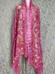 Lot de 12 foulards hijab en mousseline de soie africaine durables pour femmes, diverses couleurs, broderie florale, écharpes ethniques, châles en dentelle - Product Image 3