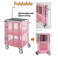 Cage de transport pour chien en aluminium léger, format trolley, pour animaux de petite à grande taille, portable, motif écossais, fermeture à bouton-pression