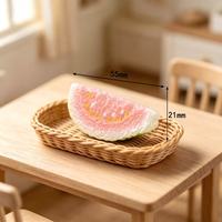 Miniatures de fruits simulés : tranches de pastèque, goyave, pêche, cantaloup – Accessoires de décoration DIY pour maison de poupée et aménagement paysager