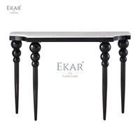 Table Console contemporaine en marbre avec pieds en bois pour salon, salle de sport, appartement, mariage, bar, entrepôt