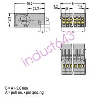 2 piezas 769-605 Conector macho de 1 conductor, 5 polos, 4,00 mm2, gris, nuevo