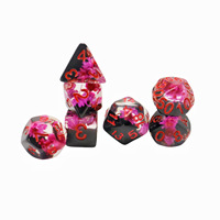 Ensemble de dés en résine DND avec motif de dragon et noyau liquide, 7 dés polyédriques à bords tranchants pour D&D RPG