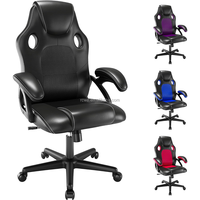 Chaise de gaming ergonomique convertible en cuir, dossier haut, inclinable, pivotante, confortable, en acier inoxydable, style exécutif