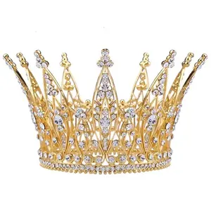 金色欧洲复古女王皇家婚礼头饰珠宝优雅的皇冠
