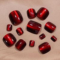 Meilleure qualité Cat Eye Glitter Press on Nails 24 couleurs Toe Nail Tips