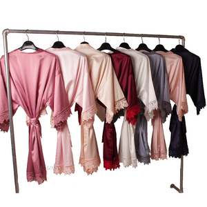 Pijamas de Encaje Sexy para Mujer, Primavera <span class=keywords><strong>2022</strong></span>, Ropa de Dormir de Satén, Traje para el Hogar, Bata Personalizada, Kimono - Product Image 2