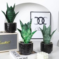 Plante verte artificielle de simulation, Orchidée tigrée avec pot en céramique, Bonsaï artificiel moderne et simple, Plantes vertes de bureau