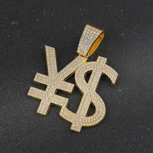 สร้อยคอจี้เพชรรูปตัวอักษรฮิปฮอปสไตล์แร็ปเปอร์อเมริกันสุดฮิต แฟชั่นจี้และเครื่องประดับรูปสัญลักษณ์ดอลลาร์และหยวน สำหรับเต้นฮิปฮอป - Product Image 4