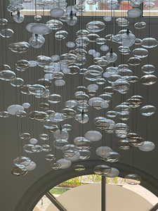 Lustre moderne en <span class=keywords><strong>verre</strong></span> à <span class=keywords><strong>bulles</strong></span> pour plafond haut, suspensions transparentes en forme de boule pour escaliers domestiques - Product Image 6