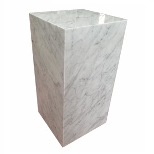 Support en <span class=keywords><strong>marbre</strong></span> de Carrare blanc moderne Présentoir en <span class=keywords><strong>cube</strong></span> Plinthe de table basse polie Plinthe Salle à manger Salon Salle de bain Pierre naturelle - Product Image 1