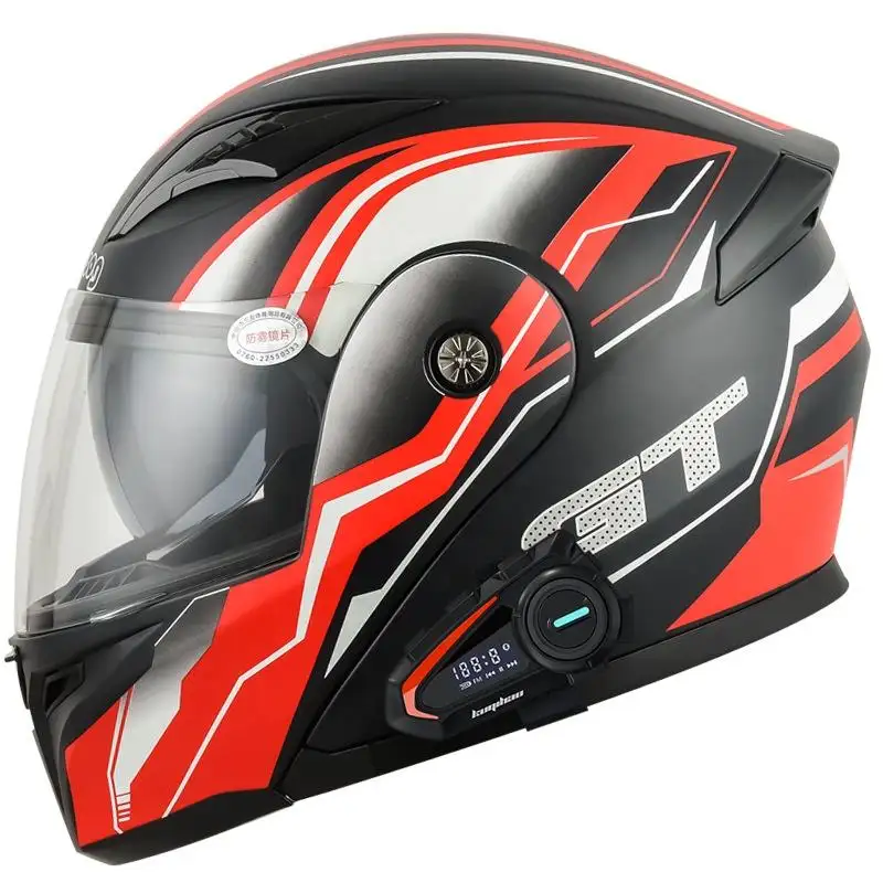 Casco de motocicleta descubierto para hombres y mujeres con visera FM música casco Bluetooth para motocicleta