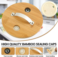Couvercle en bambou farine de bambou riz distributeur de céréales récipient verre tasse à mesurer pour garde-manger organisation alimentaire bac de stockage