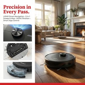 Liberbot - Aspiradora Robótica Eléctrica de Alta Calidad con Filtro HEPA, Motor sin Escobillas con Giroscopio, Control por Aplicación, Función de Limpieza en Seco y Húmedo - Product Image 2