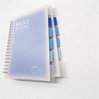 Carnet à spirales personnalisé avec couverture rigide B5, couverture transparente en PP avec 4 séparateurs, 120 feuilles