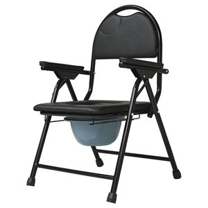 Stainless Steel Foldable <b>Commode</b> Chair With Lid Large Capacity For Elderly Pregnant Disabled - Product Image 3