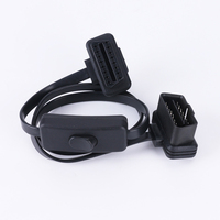 Cable de Extensión de Diagnóstico OBD II OBD2 de 8 Cables y 16 Pines en Ángulo Recto con Interruptor para Rastreador GPS ELM327