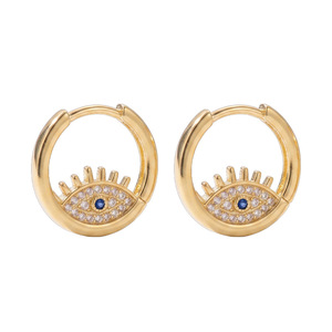 Pendientes de Aro Redondos Chapados en Oro, Joyería de Moda para Mujer, Pendientes de Oreja EKA-240 - Product Image 4