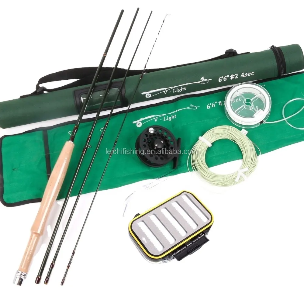 Topline alta calidad caña de pescar con mosca y carrete Combo Starter Building Kits completos Combo Set con señuelos
