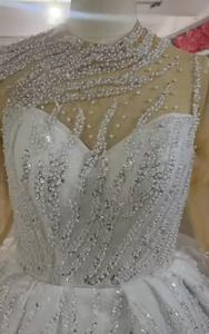 Venta al por mayor África vestido de novia vestido de baile totalmente con cuentas de encaje de manga larga personalizado Catedral tren brillo princesa vestido de novia 2025 - Product Image 6