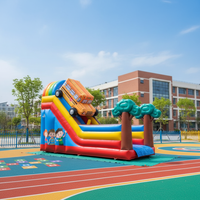 Toboggan Gonflable Géant pour Enfants, Thème Bus Scolaire Aventure, Toboggan Géant de la Jungle, Structure de Saut en PVC de Qualité Commerciale pour Location de Fêtes en Extérieur