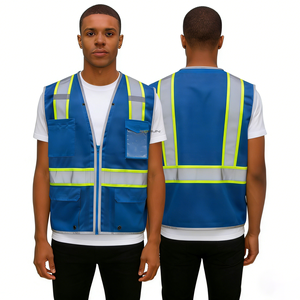 เสื้อกั๊กนิรภัยตาข่ายโพลีเอสเตอร์สะท้อนแสงแบบหนาพิเศษ ระบายอากาศได้ดี สีน้ำเงินไฮป์ไลท์ มองเห็นได้ชัดเจน พร้อมโลโก้ - Product Image 1