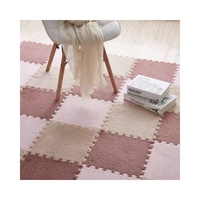 Tapis carré moderne en peluche épissé, fait main, en mousse de polyester, antimicrobien, antidérapant, lavable, pour bébé, vente chaude usine