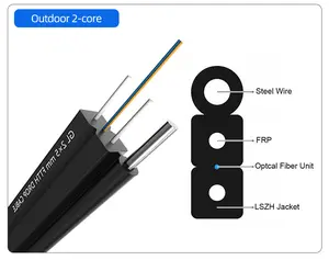 Owire Harga Serat Optik 2 Inti/Kabel Drop Serat FTTH 2 Dalam Ruangan Luar Ruangan