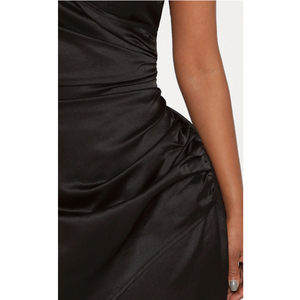 <span class=keywords><strong>Abito</strong></span> <span class=keywords><strong>Mini</strong></span> Sexy in <span class=keywords><strong>Raso</strong></span> Personalizzato per Donna, Vestito Corto Nero in Seta per Serate, Cocktail e Balli - Product Image 6