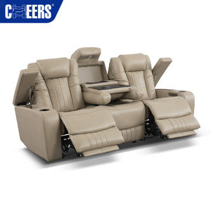 Canapé inclinable électrique 3 places en cuir véritable MANWAH CHEERS avec appuie-tête motorisé pour cinéma maison ou salon de détente - Product Image 5