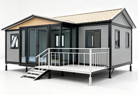 Casa Prefabricada Móvil Tipo Villa con Revestimiento de Madera, Techo a Dos Aguas, Casa Modular para Glamping, Resort, Cabaña Vacacional