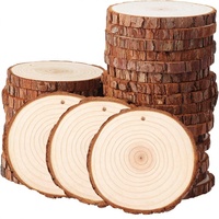 Tranches de bois naturelles non finies avec trou pré-percé, cercles en bois pour artisanat, écorces naturelles originales, décorations de Noël, tranches de bois de pin à suspendre