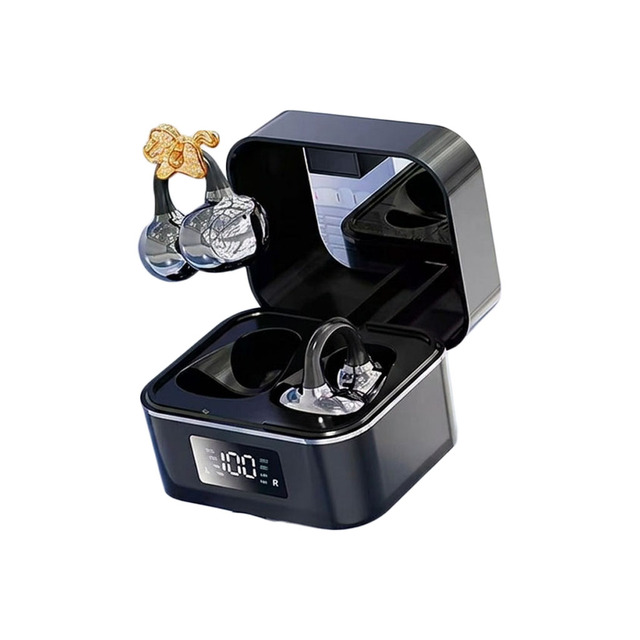 Open Ear Headphones Clip on Sports Makeup Mirror Ear Jewelry ENC Calls IPX5 Waterproof Anti-lost Long Battery Life