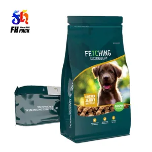 Custom Digital Print Fat Bottom Pouch For Pet Food Dog Food Packaging Bag With Resealable Zipper 1kg 2kg 5kg