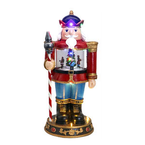 Globe de neige musical LED personnalisé en usine, décoration de Noël en résine avec son et lumière, OEM MOQ 300 - Product Image 1