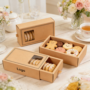 Kraft Paper Drawer Cookie <b>Boxes</b> With Window Custom Logo Four-Color Printing Recyclable Food Grade Packaging Recycled Materials - Product Image 5