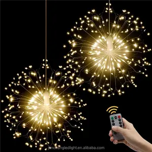 180 LEDバッテリー駆動フェアリーライトハンギングスターバースト花火クリスマスストリングライトガーランド屋外装飾